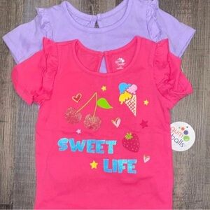 New Baby Girl Size 12 Month Sweet Life 2-Piece Pink & Purple T-Shirt Set